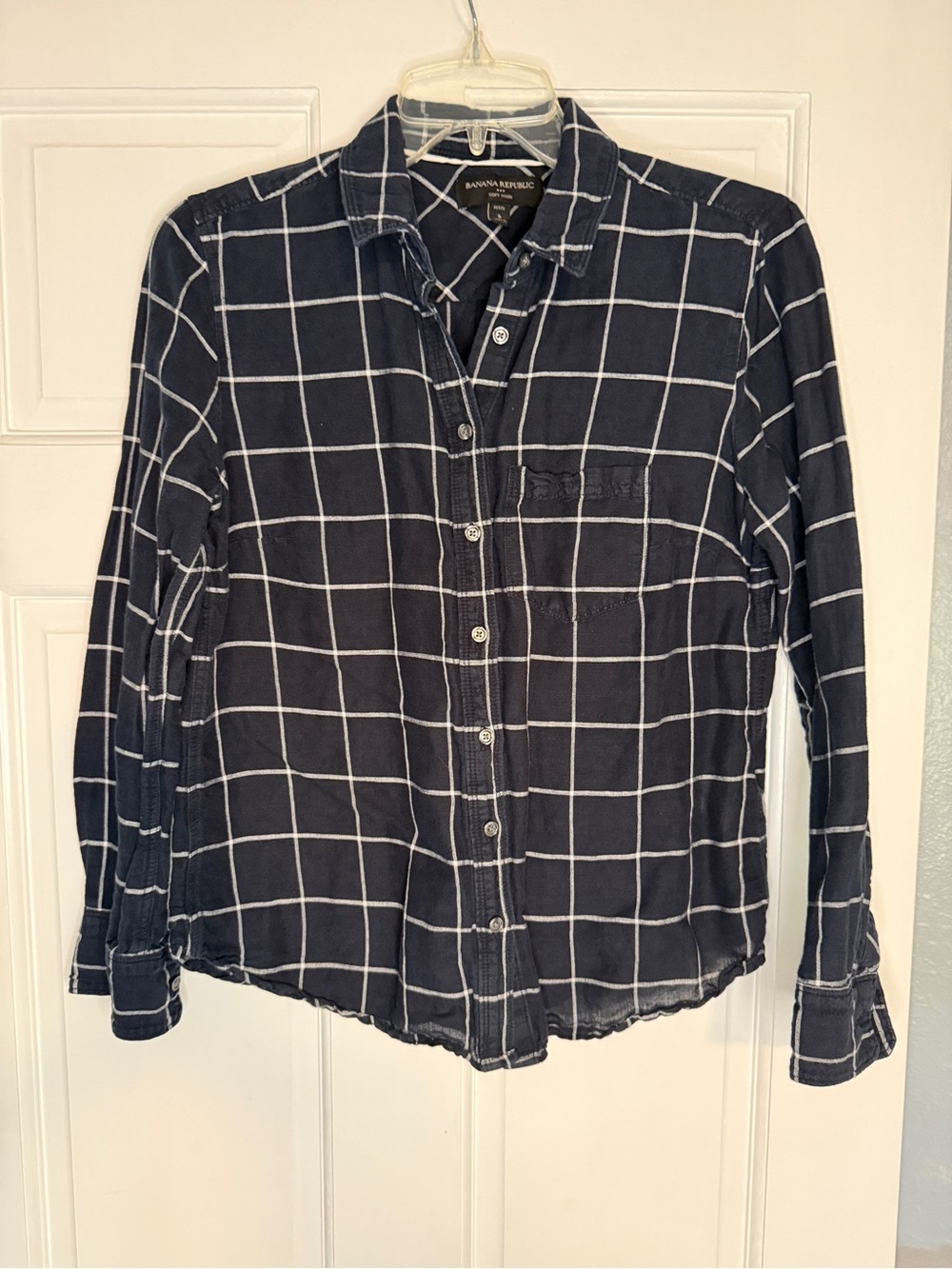 Banana Republic Navy Windowpane Button-Down Shirt